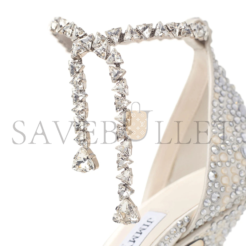 Ji*y Ch* stevie 100 ivory satin crystal pumps stevie100dkx